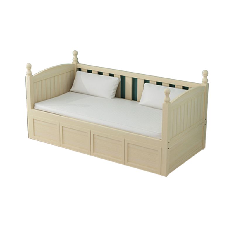 Scandinavian Pine Baby Crib Under Crib Storage Light Wood with Mattress