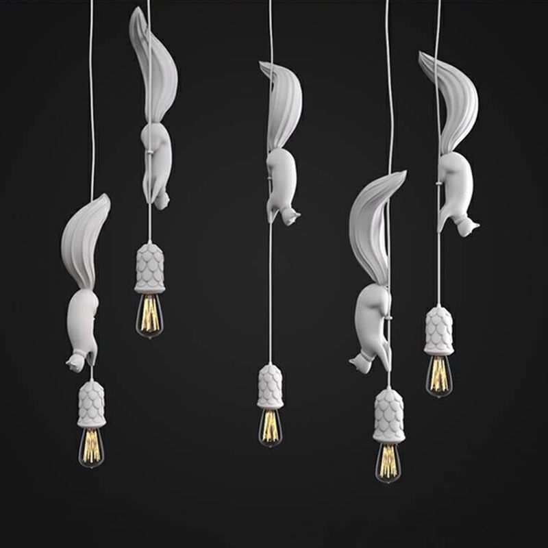 1 Light Squirrel Hanging Pendant Industrial Style Resin Hanging Lighting for Living Room