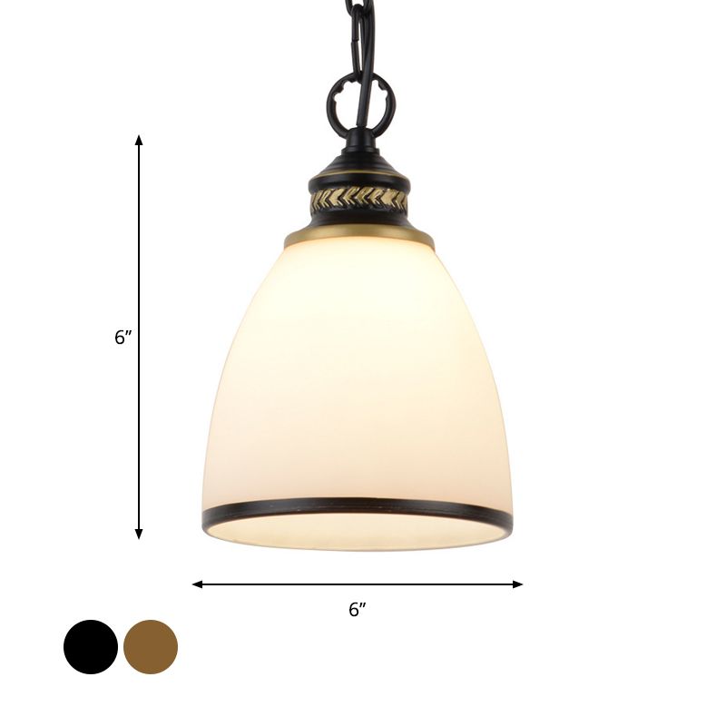 Single-Bulb Dome Pendant Lighting Factory Black/Brass Frosted Glass Hanging Light Fecture