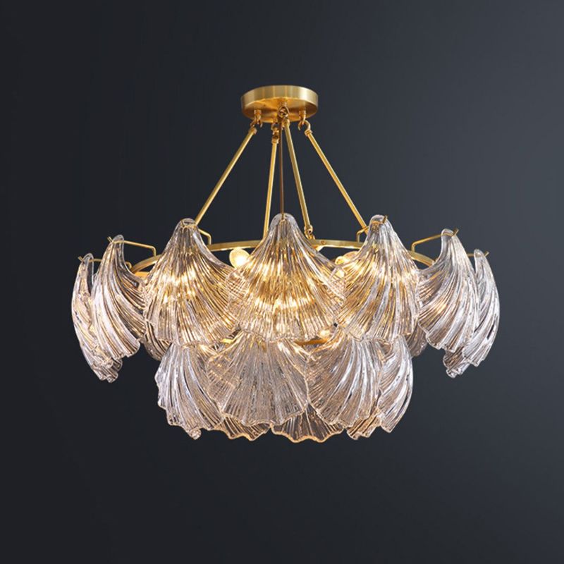 Shell Shape Flush Light Modern Style Glass 6 Lights Flush Ceiling Light in Clear