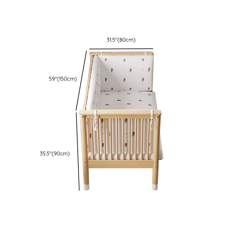 Glam Nursery Bed Beech Washed Natural with Guardrail Nursery Crib