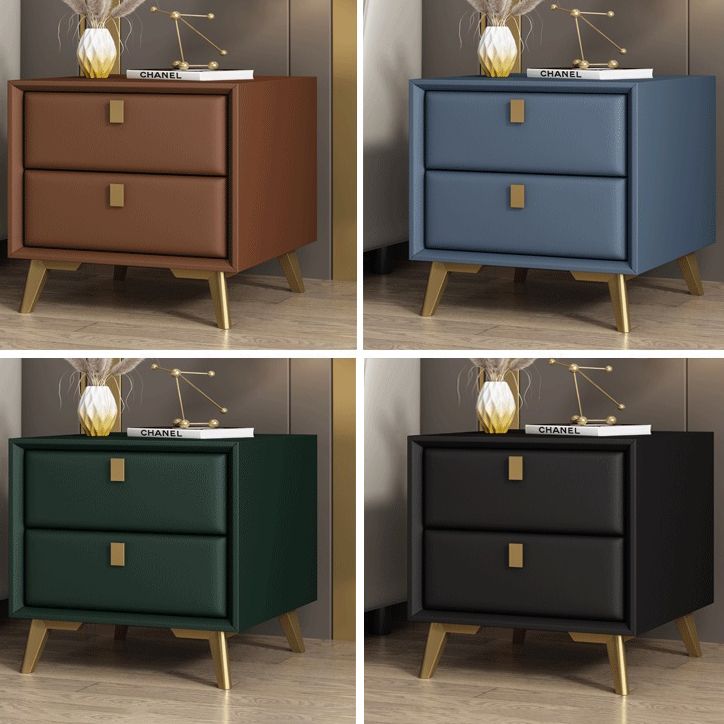 Modern Accent Table Nightstand Solid Wood Bed Nightstand with 2 Drawers