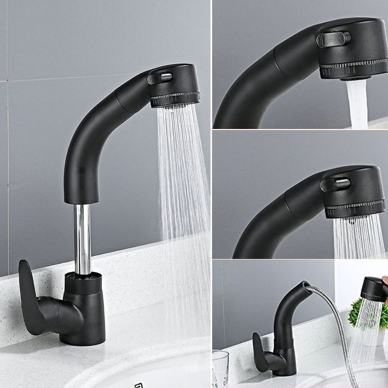 Modern 1-Handle Faucet 1-Hole with Water Dispenser Copper Pull down Faucet