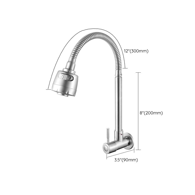 Modern Bridge Faucet 304 Stainless Steel Knob Handle Swivel Spout Wall Mounted Faucet