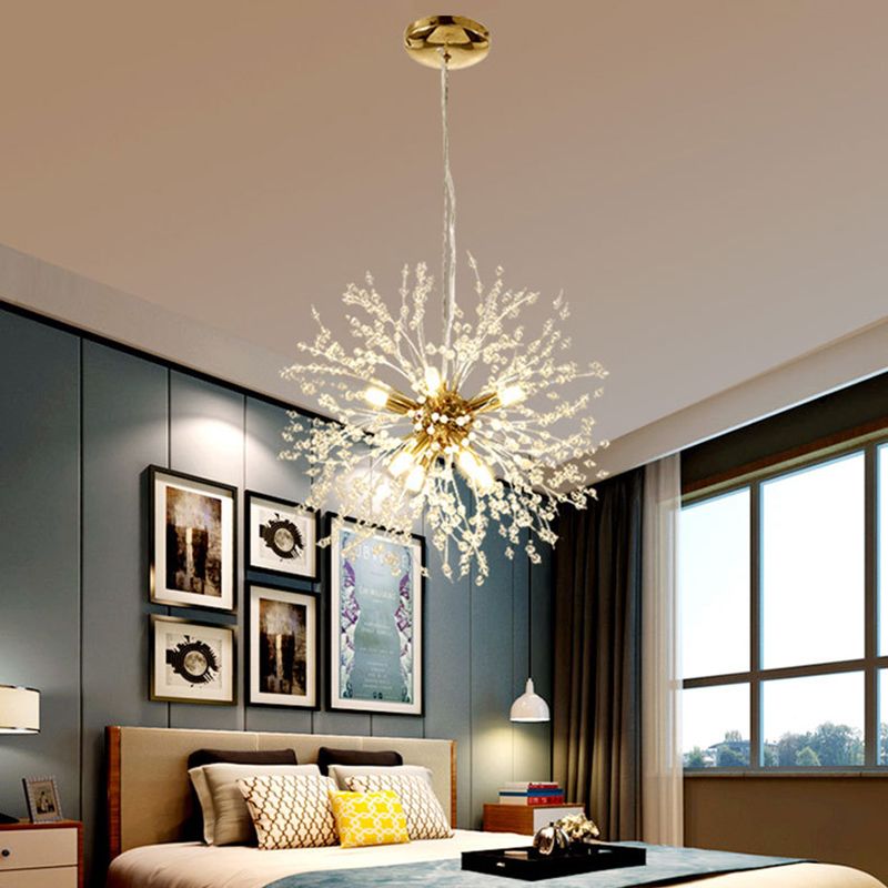 Globe Chandelier Nordic Style Fireflies Chandelier Light with Crystal for Living Room