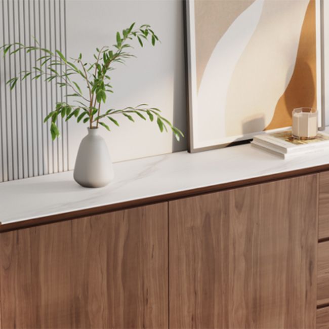 Brown Buffet Sideboard with Drawers Contemporary Dining Server