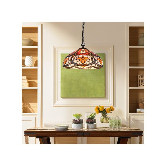Floral Hanging Hanglik Licht gebrandschilderd glazen schaduw Woonkamer en keukenverlichting met verstelbare kettingen