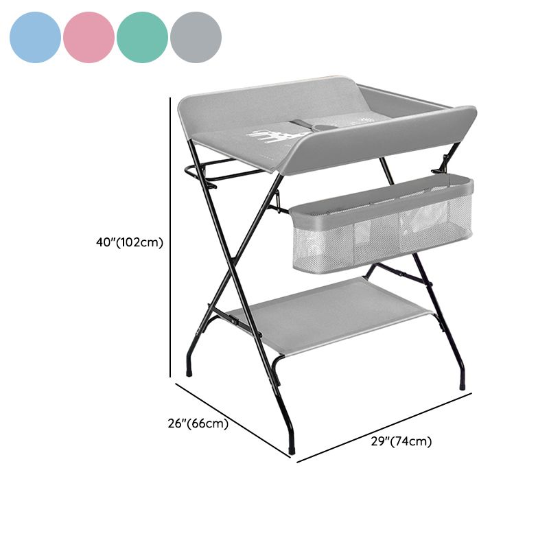 Modern 2-in-1 Changing Table with Changing Pad Metal Folding Baby Changing Table