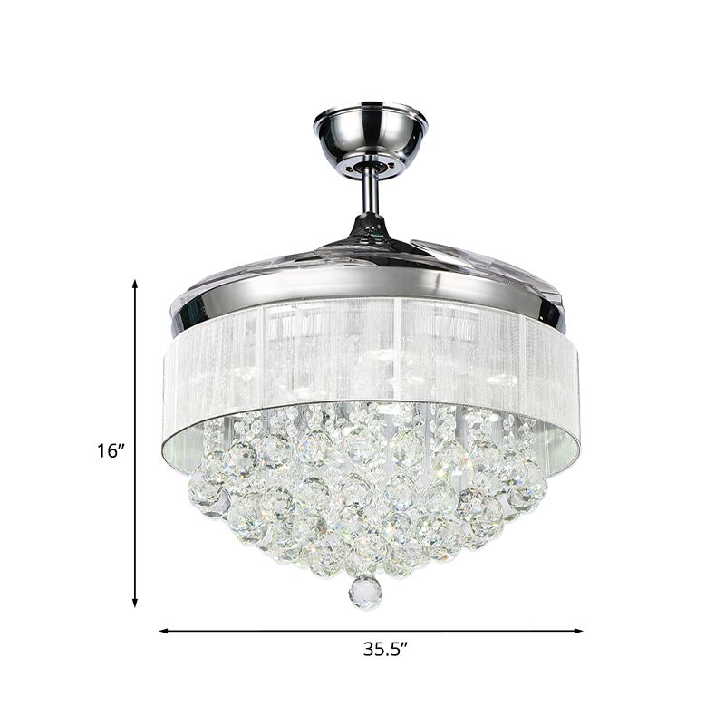 Lámpara de ventilador LED de orbe de cristal de 35.5 "W