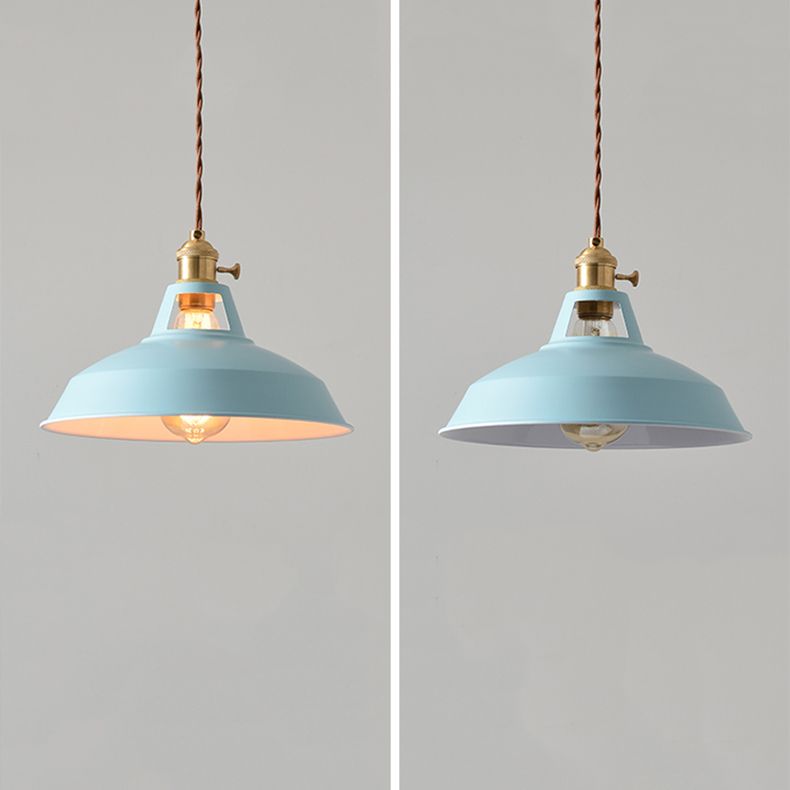 1-Light Hanging Light Fixture Macaron Simple Pendant Lamp With Iron Shade