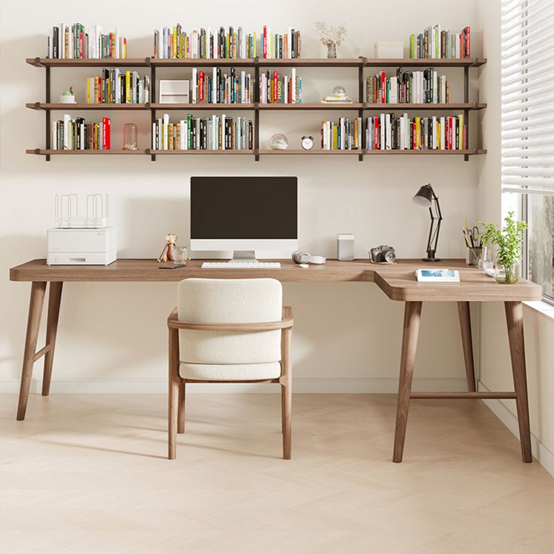 Industrial L-Shape Writing Desk Solid Wood Office Desk for Office