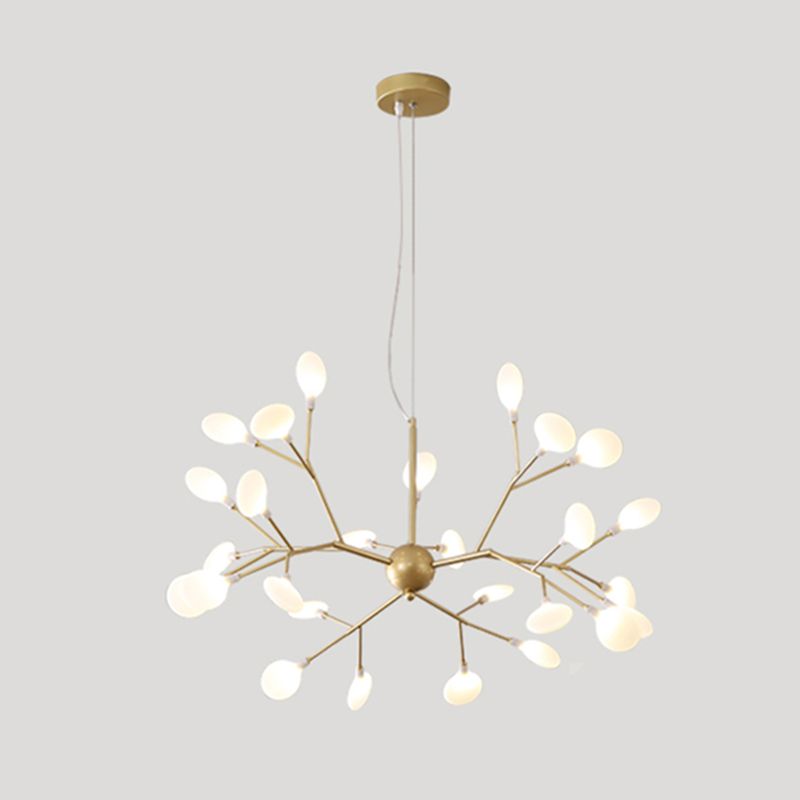 Adjustable Height Multi Light Chandelier Modernist Style Metal Firefly Ceiling Chandelier in Gold