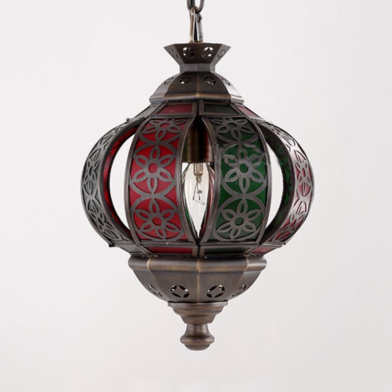 Luz de colgante de corte láser Metal tradicional 1 cabezal accesorio de iluminación suspendida en bronce
