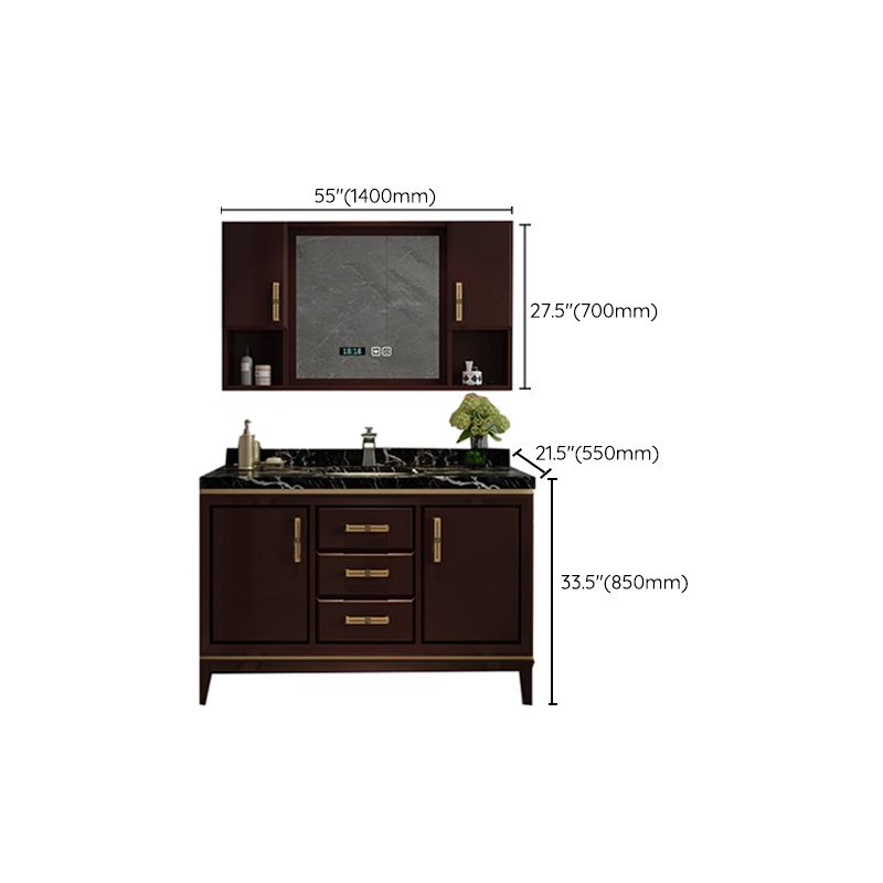 Traditional Wood Sink Vanity Wall Mounted Vanity Cabinet with Mirror Cabinet