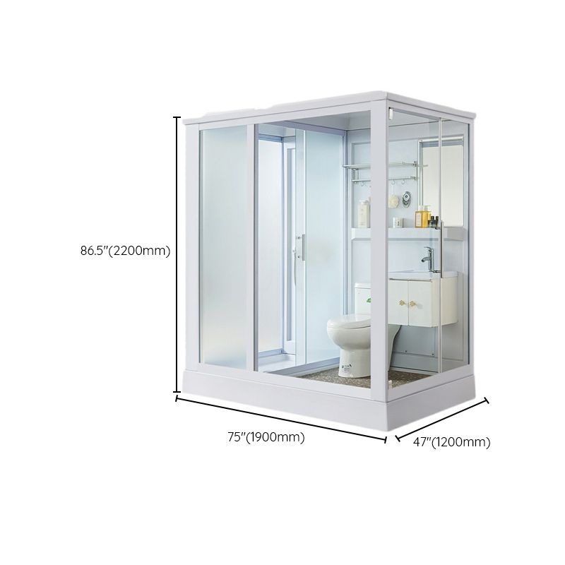 Contemporary Shower Enclosure Frosted Rectangle Shower Enclosure in White