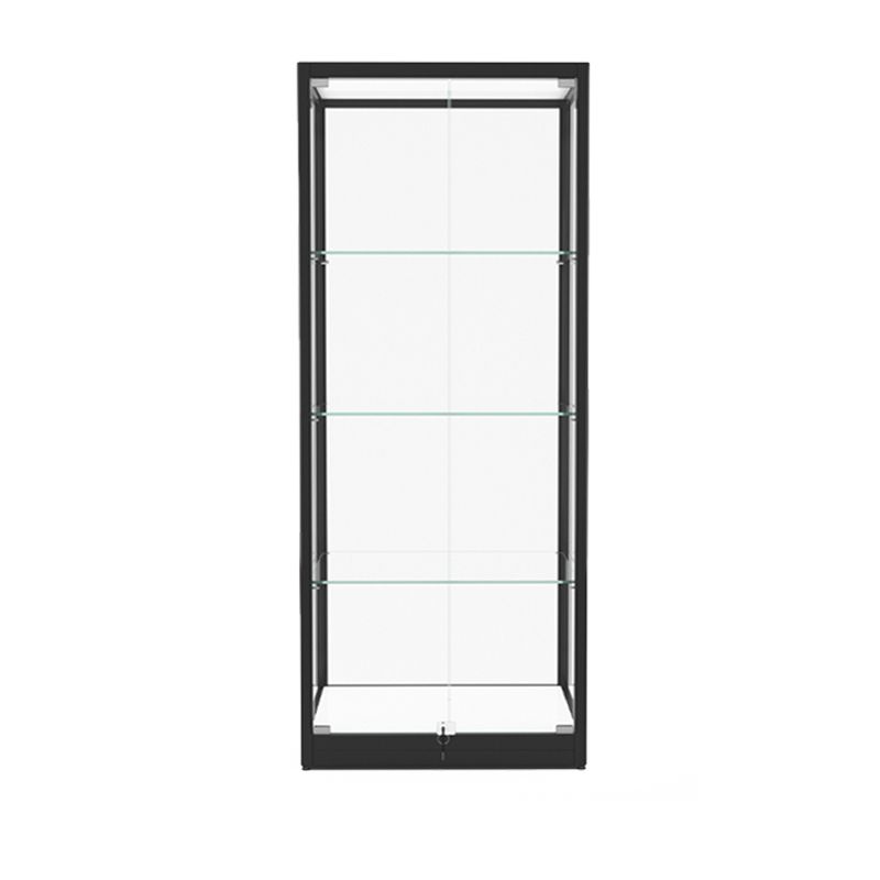 Modern Glass Curio Cabinets Black Display Stand with Adjustable Shelves