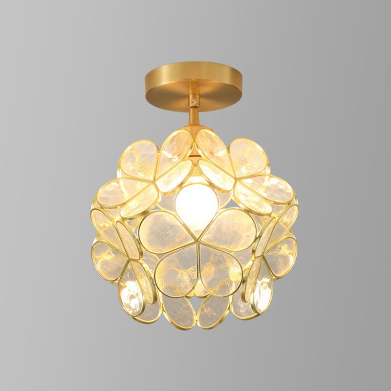 Modern Ceiling Light 1-Light Ceiling Mount Light with Glass Shade for Aisle