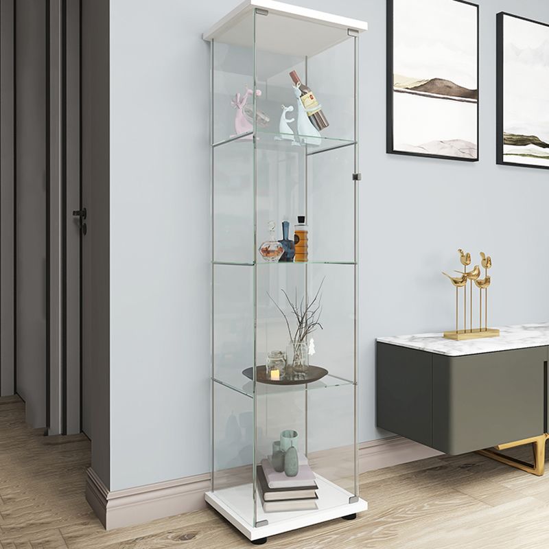 Contemporary Tempered Glass Curio Cabinet Glass Doors Display Cabinet for Bedroom