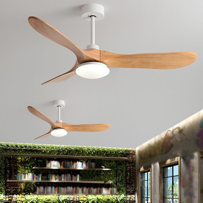 Nordic Style LED Ceiling Fan 3-Blade Fan Lighting with Wood for Bedroom