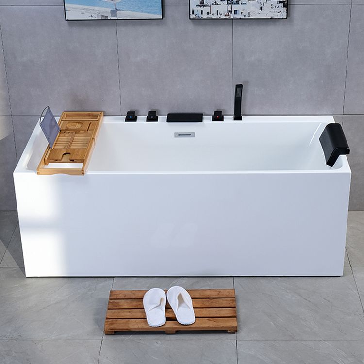 Back to Wall Soaking Bathtub Antique Finish Rectangular Modern Bath Tub