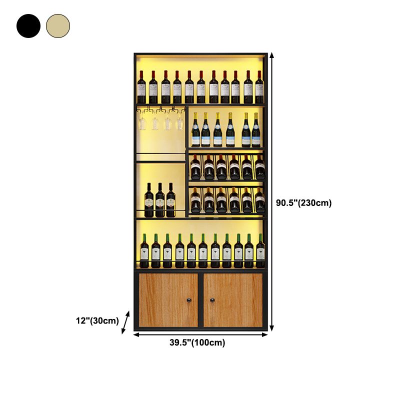 Metal Freestanding Wine Bottle & Glass Rack Glam Wine Rack with Shelf