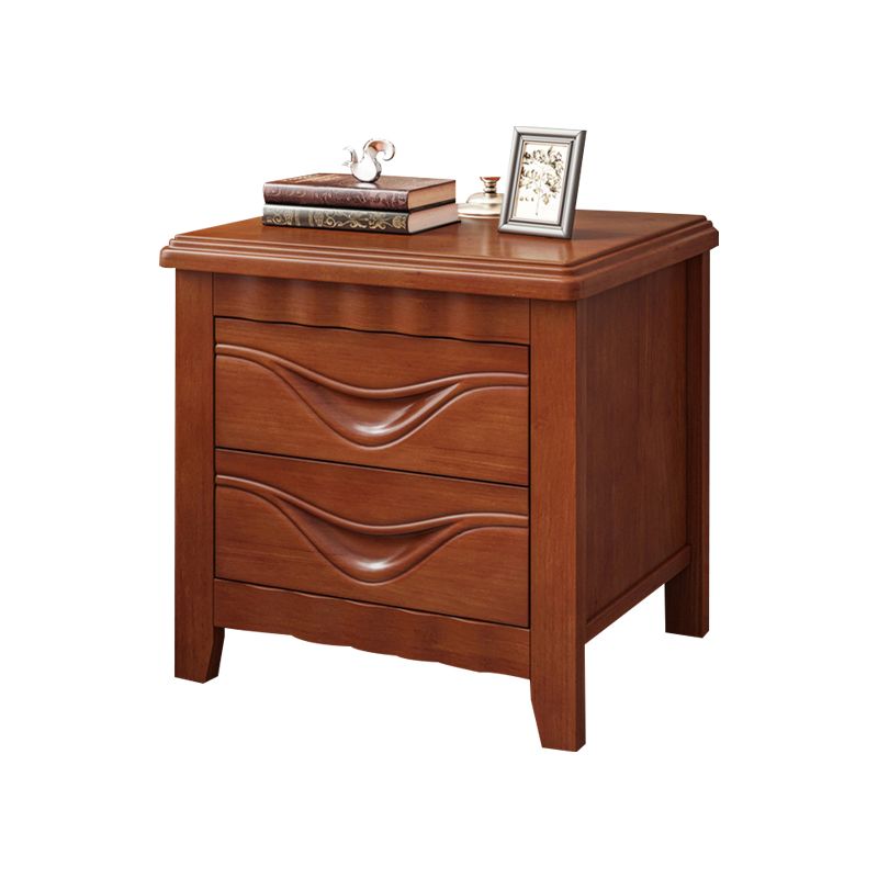 Modern Accent Table Nightstand Antique Finish Nightstand with Drawers