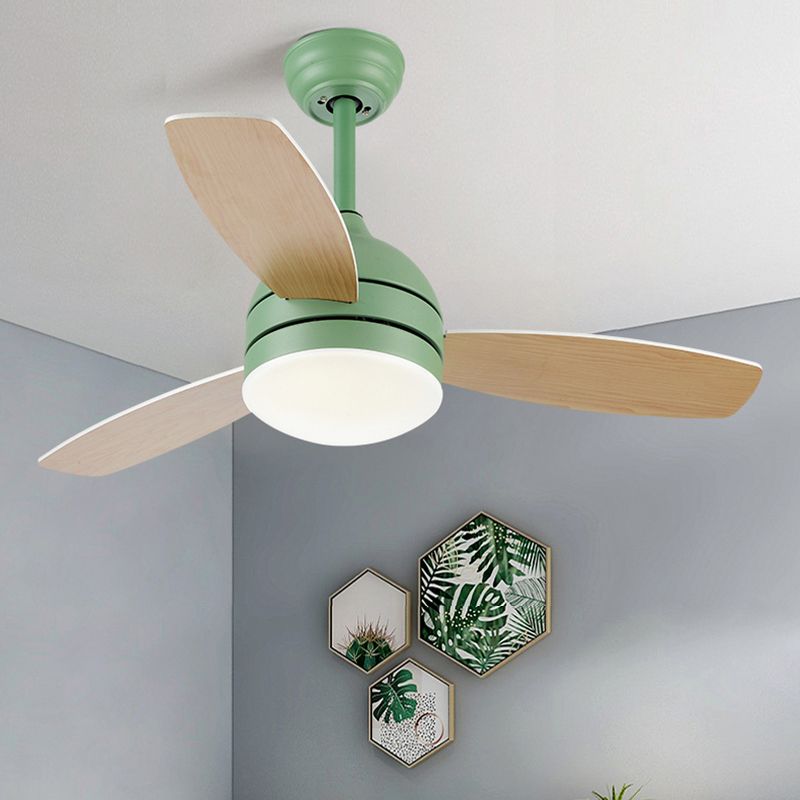 Dome Kindergarten Ceiling Fan Lamp Acrylic Macaron LED Semi Flush Mount Ceiling Light