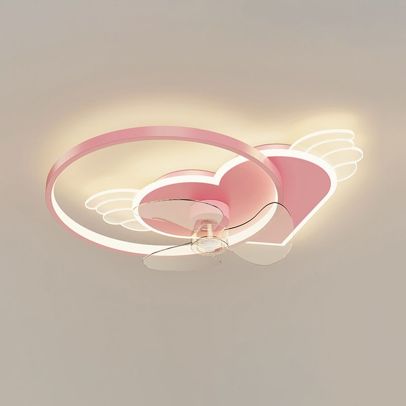 3-Blade Children Ceiling Fan LED Pink Fan with Light for Bedroom