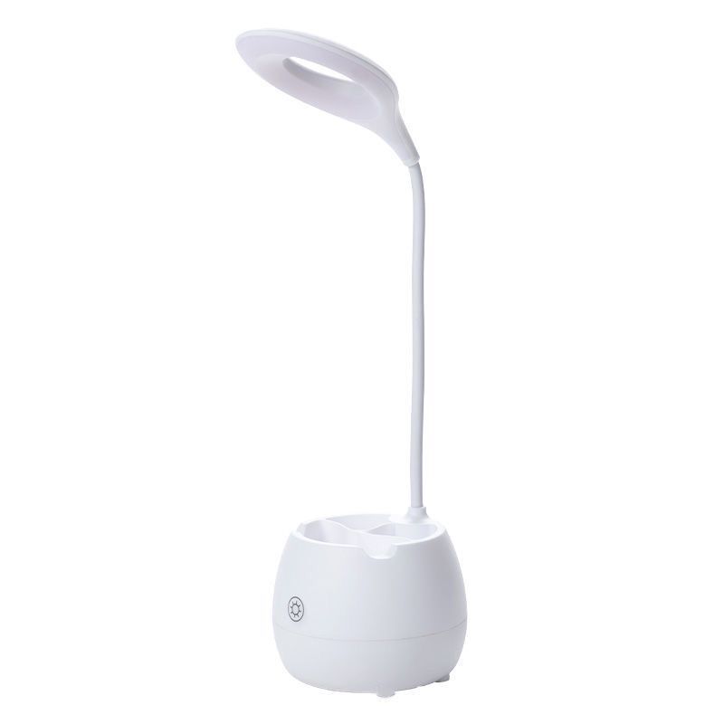 Blue/Pink/White/Yellow LED Desk Light with Brush Pot USB Charging Touch Sensor Desk Lamp with Flexible Arm