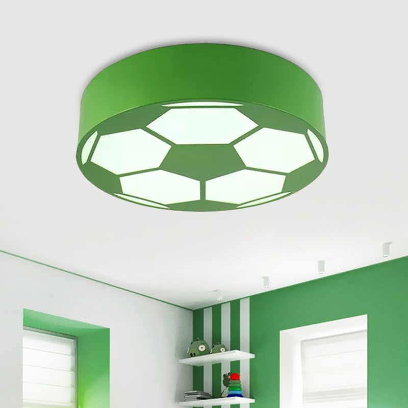 Rood/Geel/Blauw Voetbal Flushmount Children-Style LED Metal Flush Plafond Lamp met Acryl Schaduw