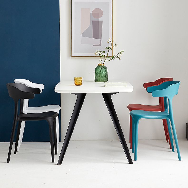 Contemporary Plastic Home Dining Side Chair Open Back Stacking Side Chair