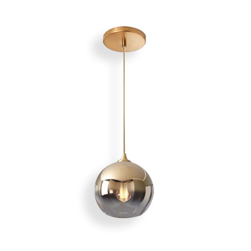 1 Light Globe Shaped Pendant Lamp with Lucency Glass Modern Suspension Lighting Fixture