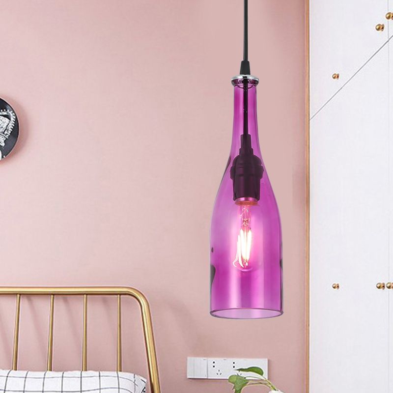 1 leichte Flaschenform Hanging Lampe Retro Industrial Glass Anhängerlampe für das Restaurant