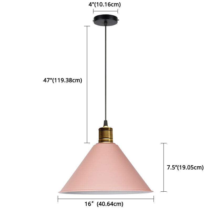 Metaal taps toelopend hangende licht Noordse moderne stijl 1 lichte restaurant plafond hanglamp