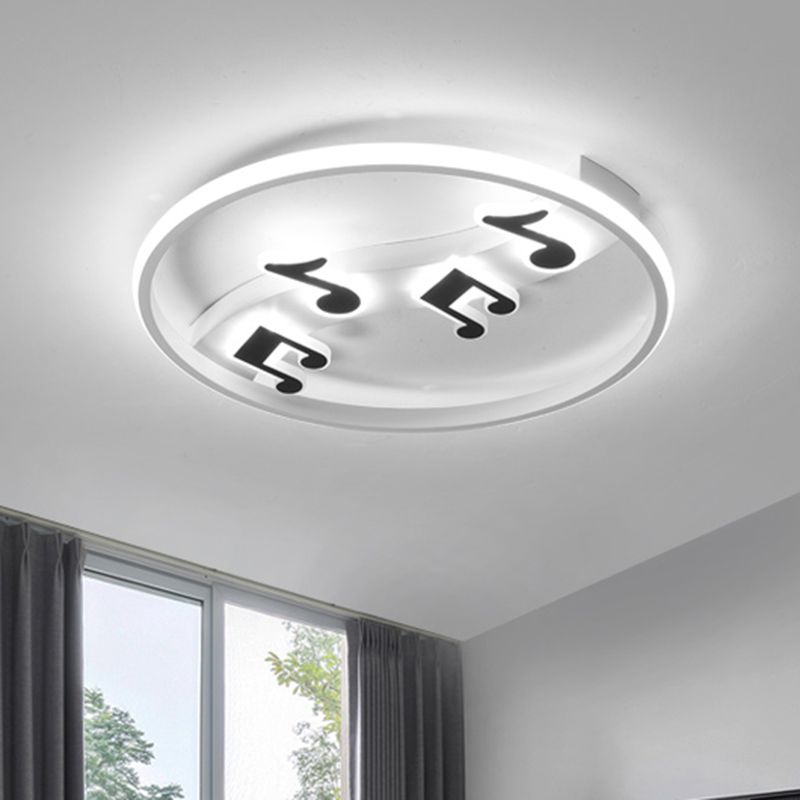 Weiß und Schwarz Musical Note Flush Lamp Nordic LED Acryl Flushmount Beleuchtung in Warm/Weißes Licht