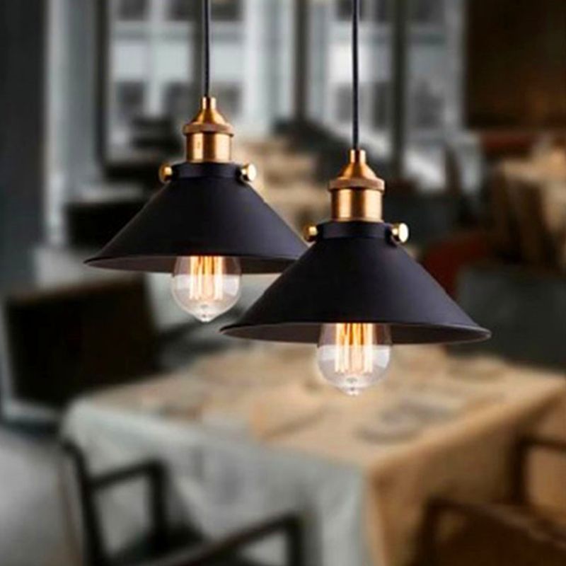 Mini de style industriel vintage Light Light Black Soucoucer Shade Metal Suspended Light pour la cuisine de la chambre