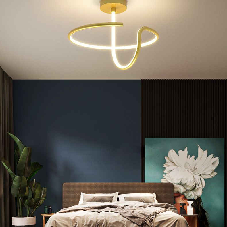 Simple Twisted Semi Flush Mount Light Acrylic LED Bedroom Semi Flush Ceiling Light