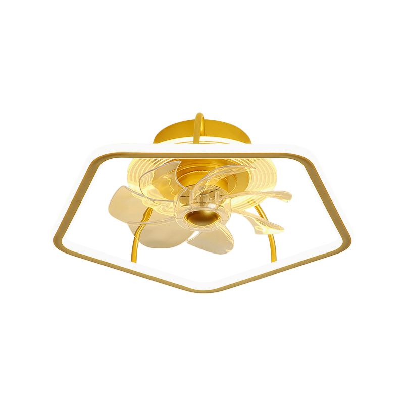 Pentagon Semi Flush Ceiling Light Modern Metal Black/Gold LED Hangventilator Licht met 7 bladen, 18,5 "Breedte