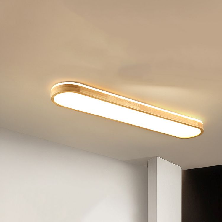 Wooden LED Ceiling Light Oval Simple Ceiling Mount Light with Acrylic Shade