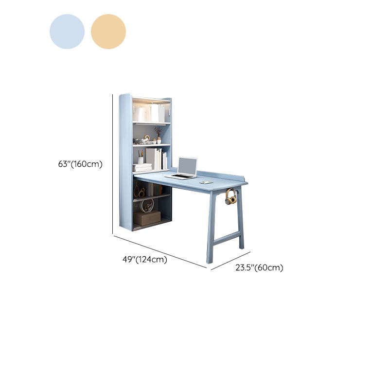 Modern Writing Desk with Storage and Cabinet Solid Wood Desk with Chair