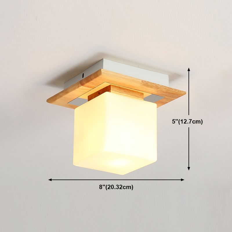 Wooden Ceiling Light Fixture Nordic Style Close to Ceiling Lighting in Beige