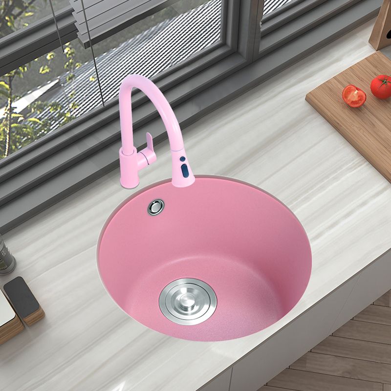 Quartz Kitchen Bar Sink Modern Pink Single Bowl Kitchen Bar Sink