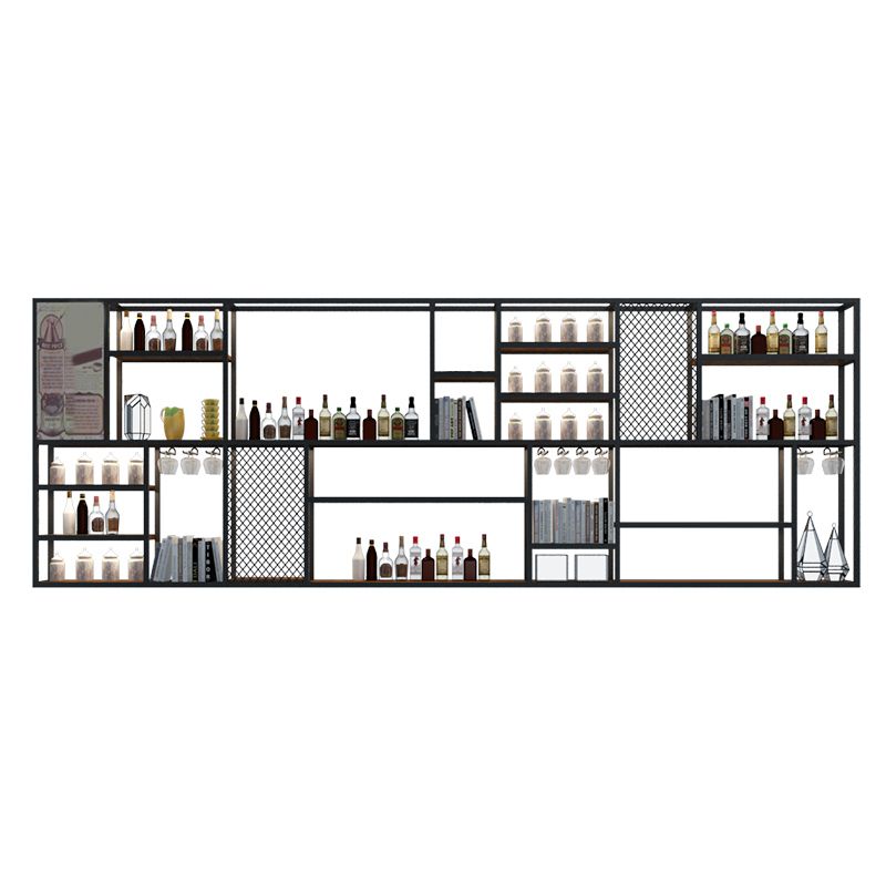 Metal and Wood Wine Holder Rack Wall Mounted Wine Racks in Black