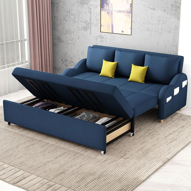 Linen Contemporary Sloped Arm Sofa Bed Foldable Sofa for Living Room, Apartment