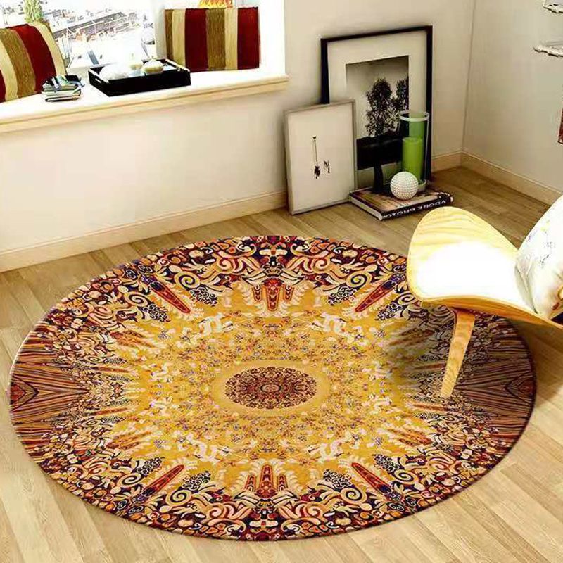 Tapis tribal rond Polyester Persian Area Tapison d'intérieur résistant à la tache pour le salon