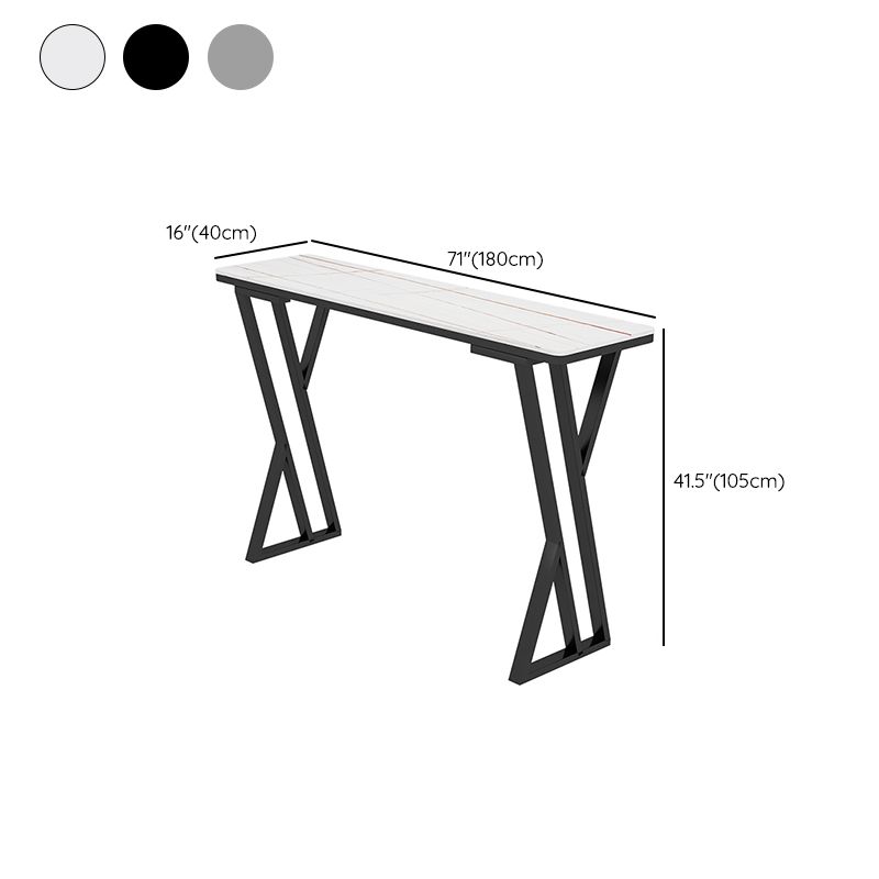 Matte Finish Stone Top Pub Table with Metal Base for Dining Room