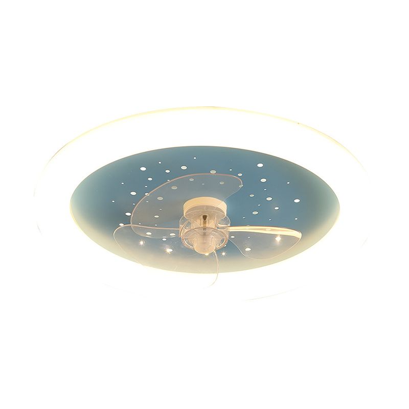 3-Blade LED Ceiling Fan Children Blue Fan with Light for Bedroom