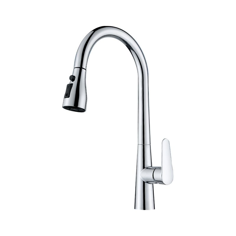 Swivel Spout Kitchen Faucet Gooseneck No Sensor with Pull Out Sprayer