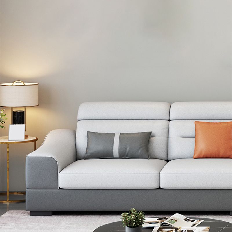 Contemporary Faux Feather Sofa & Chaise with Pillows for Living Room