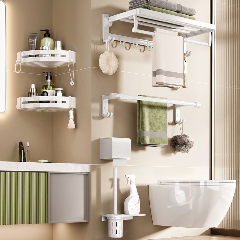 White Bathroom Accessory Set Contemporary Aluminum Bathroom Accessory Kit with Towel Bar